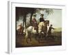 Landscape with Sportsmen Setting Out For the Hunt, c.Early 1650S-Aelbert Cuyp-Framed Premium Giclee Print