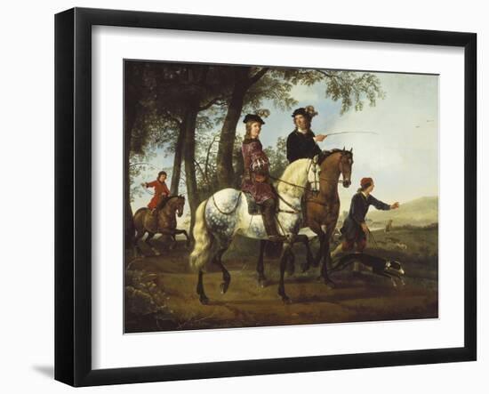 Landscape with Sportsmen Setting Out For the Hunt, c.Early 1650S-Aelbert Cuyp-Framed Giclee Print