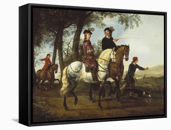 Landscape with Sportsmen Setting Out For the Hunt, c.Early 1650S-Aelbert Cuyp-Framed Stretched Canvas