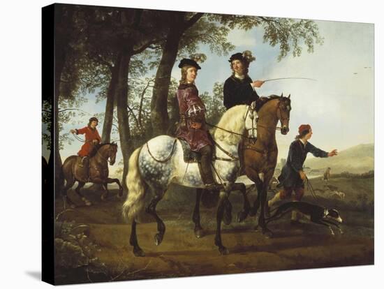 Landscape with Sportsmen Setting Out For the Hunt, c.Early 1650S-Aelbert Cuyp-Stretched Canvas