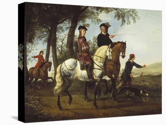 Landscape with Sportsmen Setting Out For the Hunt, c.Early 1650S-Aelbert Cuyp-Stretched Canvas