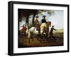 Landscape with Sportsmen Setting Out for the Hunt, Early 1650S-Aelbert Cuyp-Framed Giclee Print