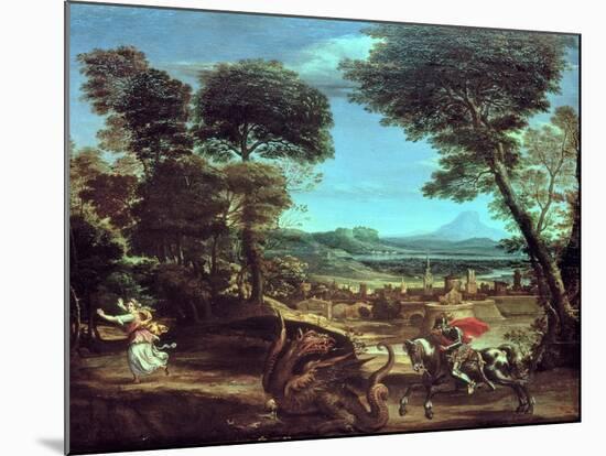 Landscape with St.George and the Dragon, circa 1610-Domenichino-Mounted Giclee Print