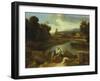 Landscape with St. Matthew, 1640-Nicolas Poussin-Framed Giclee Print