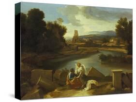 Landscape with St. Matthew, 1640-Nicolas Poussin-Stretched Canvas