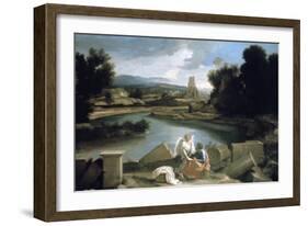 Landscape with St Matthew and the Angel, C1645-Nicolas Poussin-Framed Giclee Print