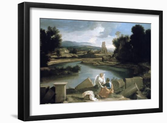 Landscape with St Matthew and the Angel, C1645-Nicolas Poussin-Framed Giclee Print