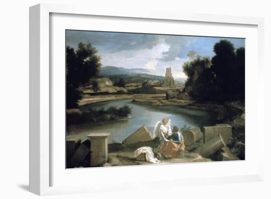 Landscape with St Matthew and the Angel, C1645-Nicolas Poussin-Framed Giclee Print