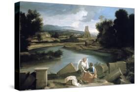 Landscape with St Matthew and the Angel, C1645-Nicolas Poussin-Stretched Canvas