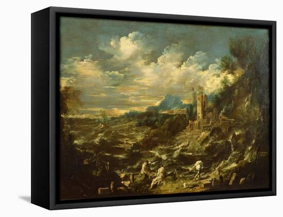 Landscape with Stormy Sea, Ca 1720-Alessandro Magnasco-Framed Stretched Canvas