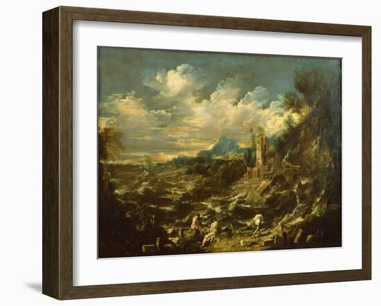 Landscape with Stormy Sea, Ca 1720-Alessandro Magnasco-Framed Giclee Print