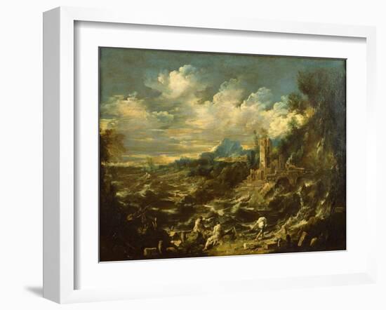 Landscape with Stormy Sea, Ca 1720-Alessandro Magnasco-Framed Giclee Print