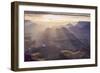 Landscape with sunbeams over Grand Canyon at sunset, Lipan Point, South Rim, Arizona, USA-Panoramic Images-Framed Photographic Print