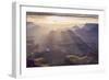 Landscape with sunbeams over Grand Canyon at sunset, Lipan Point, South Rim, Arizona, USA-Panoramic Images-Framed Photographic Print