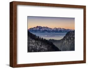 Landscape with Tatra Mountains in winter at sunset, Lesser Poland Voivodeship, Poland-Panoramic Images-Framed Photographic Print