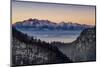 Landscape with Tatra Mountains in winter at sunset, Lesser Poland Voivodeship, Poland-Panoramic Images-Mounted Photographic Print