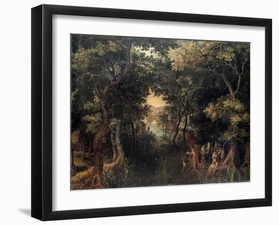 Landscape with the Apostle Philip Baptizing the Eunuch, (1590-1632)-David Vinckboons-Framed Giclee Print