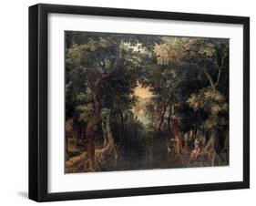 Landscape with the Apostle Philip Baptizing the Eunuch, (1590-1632)-David Vinckboons-Framed Giclee Print