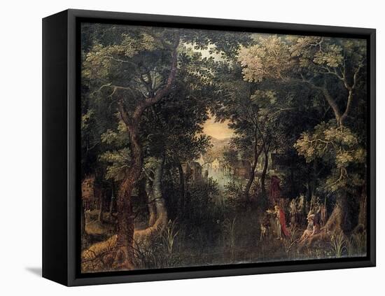 Landscape with the Apostle Philip Baptizing the Eunuch, (1590-1632)-David Vinckboons-Framed Stretched Canvas