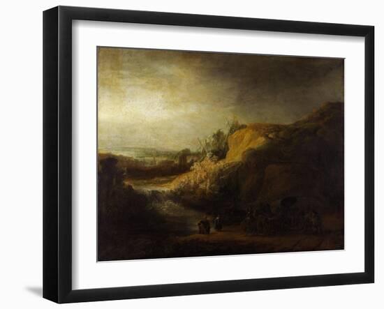 Landscape with the Baptism of the Eunuch-Rembrandt van Rijn-Framed Giclee Print