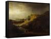 Landscape with the Baptism of the Eunuch-Rembrandt van Rijn-Framed Stretched Canvas