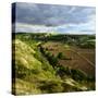 landscape with the castle ruins Rudelsburg and Saaleck and knight's estaite Kreipitzsch in the 'Saa-Andreas Vitting-Stretched Canvas