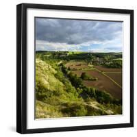 landscape with the castle ruins Rudelsburg and Saaleck and knight's estaite Kreipitzsch in the 'Saa-Andreas Vitting-Framed Photographic Print