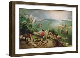 Landscape with the Fall of Icarus, circa 1555-Pieter Bruegel the Elder-Framed Giclee Print