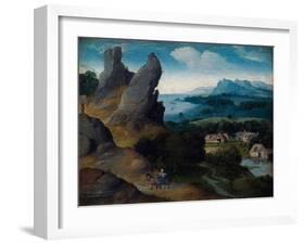 Landscape with the Flight into Egypt, 1516-17 (Oil on Wood)-Joachim Patinir-Framed Giclee Print