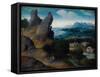 Landscape with the Flight into Egypt, 1516-17 (Oil on Wood)-Joachim Patinir-Framed Stretched Canvas