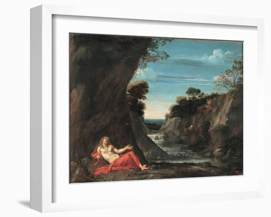 Landscape with the Penitent Magdalene, Between 1601 and 1641-Annibale Carracci-Framed Giclee Print