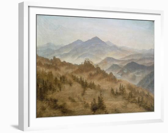 Landscape with the Rosenberg in the Bohemian Mountains-Caspar David Friedrich-Framed Giclee Print