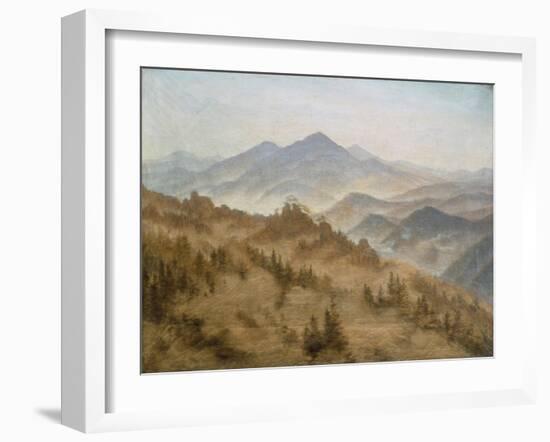 Landscape with the Rosenberg in the Bohemian Mountains-Caspar David Friedrich-Framed Giclee Print