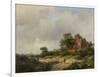 Landscape with the Ruins of Brederode Castle in Santpoort-Andreas Schelfhout-Framed Art Print