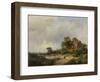 Landscape with the Ruins of Brederode Castle in Santpoort-Andreas Schelfhout-Framed Art Print