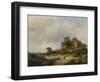 Landscape with the Ruins of Brederode Castle in Santpoort-Andreas Schelfhout-Framed Art Print