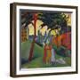 Landscape with Three Girls, 1911-Auguste Macke-Framed Giclee Print