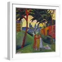 Landscape with Three Girls, 1911-Auguste Macke-Framed Giclee Print