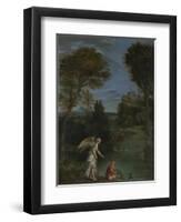 Landscape with Tobias Laying Hold of the Fish, C. 1612-Domenichino-Framed Giclee Print