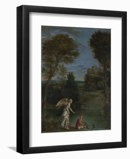 Landscape with Tobias Laying Hold of the Fish, C. 1612-Domenichino-Framed Giclee Print