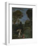 Landscape with Tobias Laying Hold of the Fish, C. 1612-Domenichino-Framed Giclee Print