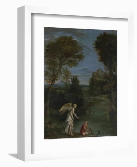 Landscape with Tobias Laying Hold of the Fish, C. 1612-Domenichino-Framed Giclee Print