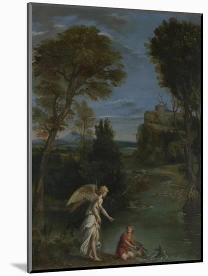 Landscape with Tobias Laying Hold of the Fish, C. 1612-Domenichino-Mounted Giclee Print
