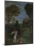 Landscape with Tobias Laying Hold of the Fish, C. 1612-Domenichino-Mounted Giclee Print