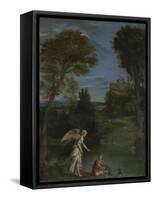 Landscape with Tobias Laying Hold of the Fish, C. 1612-Domenichino-Framed Stretched Canvas