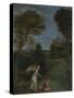 Landscape with Tobias Laying Hold of the Fish, C. 1612-Domenichino-Stretched Canvas