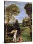 Landscape with Tobias Laying Hold of the Fish, circa 1615-Domenichino-Stretched Canvas
