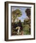 Landscape with Tobias Laying Hold of the Fish, circa 1615-Domenichino-Framed Giclee Print