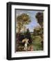 Landscape with Tobias Laying Hold of the Fish, circa 1615-Domenichino-Framed Giclee Print