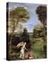 Landscape with Tobias Laying Hold of the Fish, circa 1615-Domenichino-Stretched Canvas